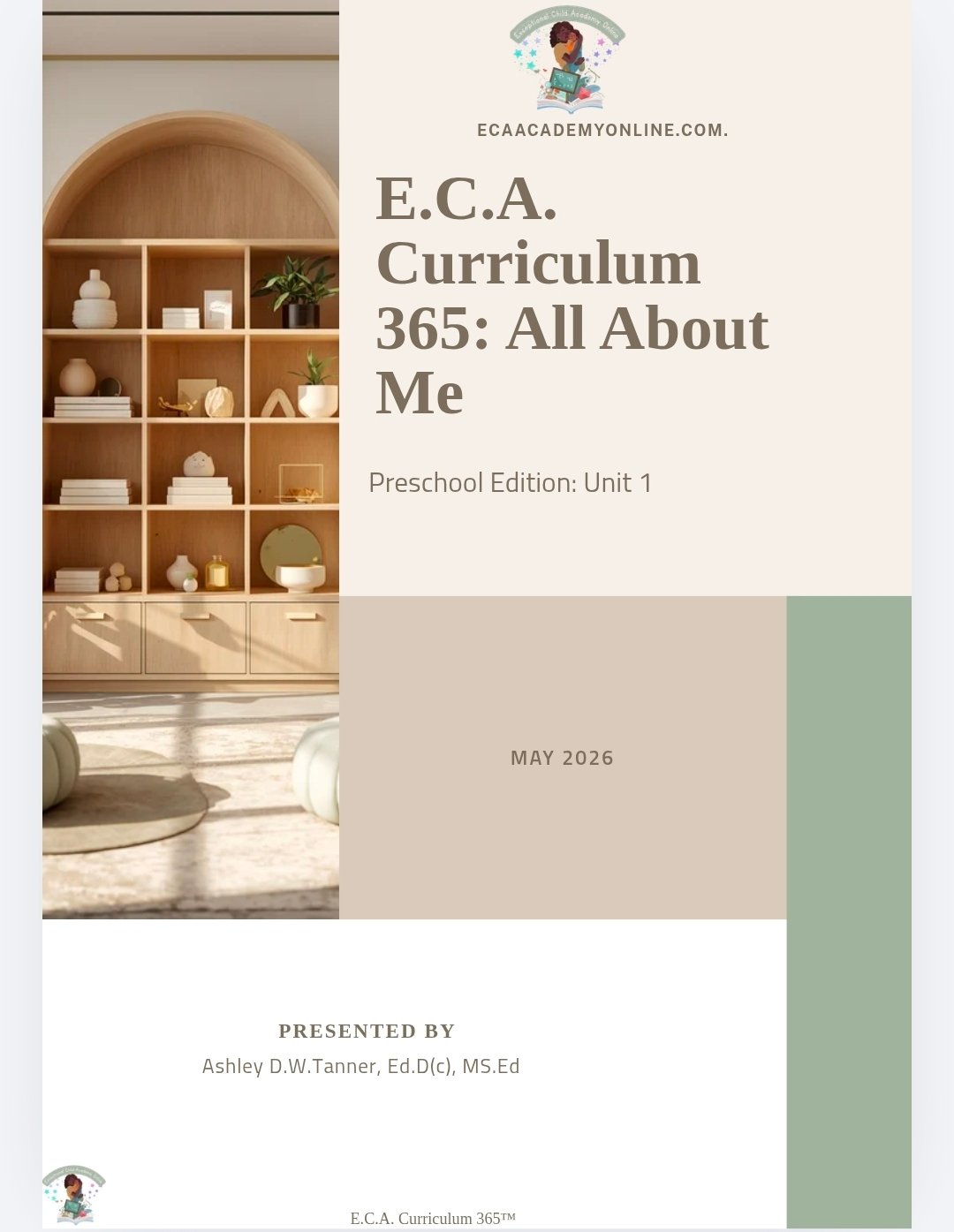 E.C.A. Curriculum 365™ All About Me Preschool Unit 1